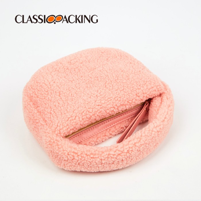 plush beauty bag laying down